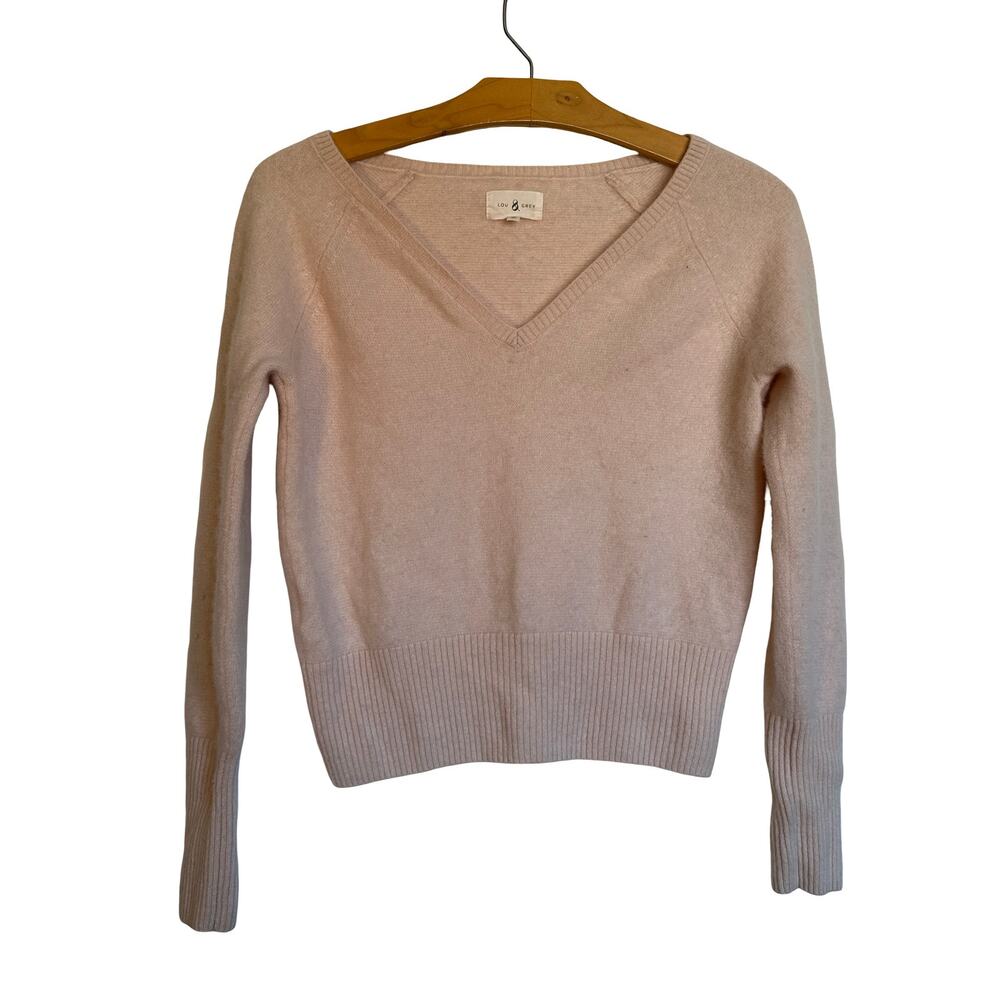 Loft Lou & Grey Pink Cashmere Sweater V-Neck Ballet Baby Pink Coquette Size M
